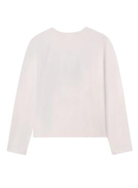 Camiseta Mayoral bordado lentejuelas blanco niña