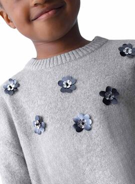 Vestido mayoral tricot combinado gris para niña