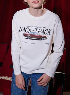 Camiseta Mayoral print blanco coche para niño