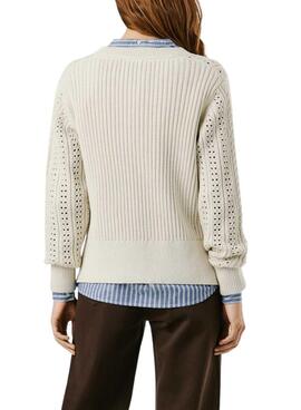 Jersey Pepe Jeans Candide calado beige para mujer