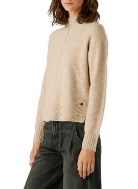 Jersey Pepe Jeans Cecil cuello Perkins beige para mujer
