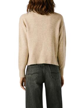 Jersey Pepe Jeans Cecil cuello Perkins beige para mujer
