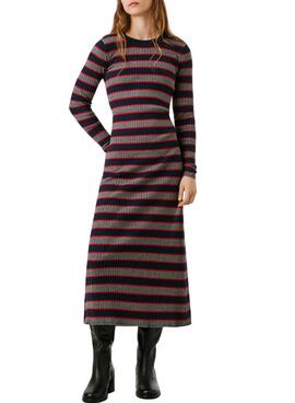 Vestido Pepe Jeans Clarisse largo canalé estampado de rayas para mujer