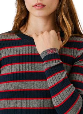 Vestido Pepe Jeans Clarisse largo canalé estampado de rayas para mujer