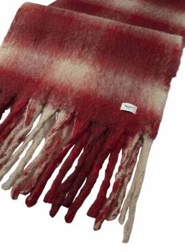 Bufanda Pepe Jeans Fabiola cuadros granate para mujer