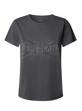 Camiseta Pepe Jeans Bertie tachuelas gris para mujer