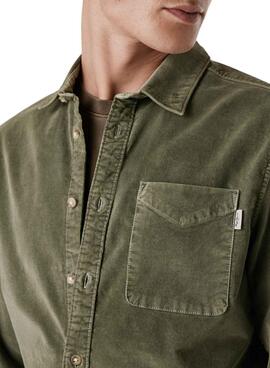 Camisa Pepe Jeans Clayton de pana verde para hombre