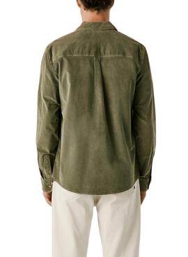 Camisa Pepe Jeans Clayton de pana verde para hombre