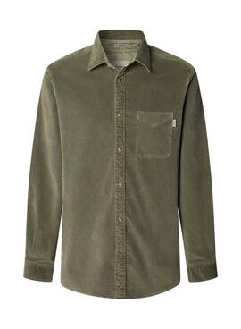 Camisa Pepe Jeans Clayton de pana verde para hombre