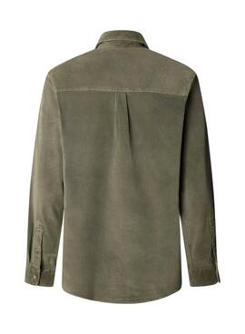 Camisa Pepe Jeans Clayton de pana verde para hombre
