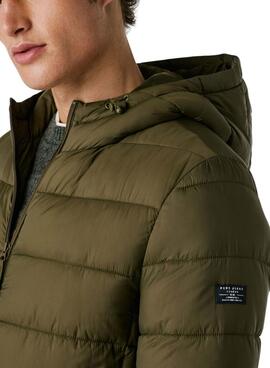 Cazadora Pepe Jeans acolchada con capucha verde para hombre
