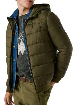 Cazadora Pepe Jeans acolchada con capucha verde para hombre