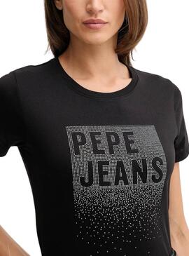 Camiseta Pepe Jeans Bernadette tachuelas negro para mujer