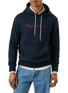 Sudadera Pepe Jeans Macbeth capucha con logo marino para hombre