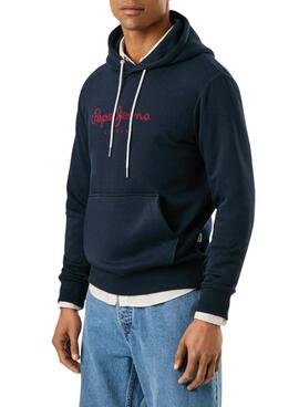 Sudadera Pepe Jeans Macbeth capucha con logo marino para hombre