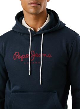 Sudadera Pepe Jeans Macbeth capucha con logo marino para hombre