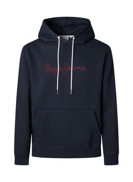 Sudadera Pepe Jeans Macbeth capucha con logo marino para hombre