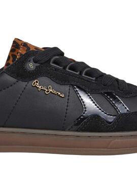 Zapatillas Pepe Jeans Ball negro con detalles de leopardo para mujer