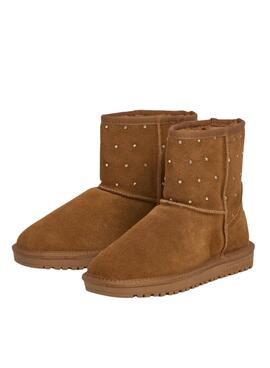 Botines Pepe Jeans Diss West de ante con tachuelas camel para mujer