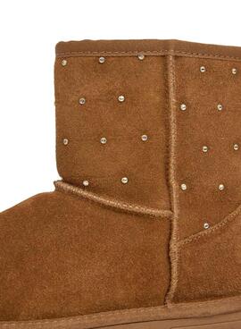 Botines Pepe Jeans Diss West de ante con tachuelas camel para mujer