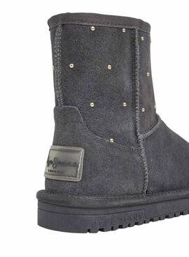 Botines Pepe Jeans Diss Studs de ante con tachuelas gris para mujer