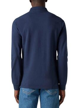 Polo Levis Housemark slim manga larga marino para hombre