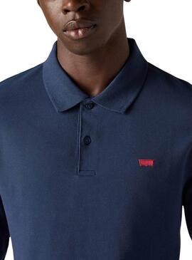 Polo Levis Housemark slim manga larga marino para hombre