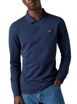 Polo Levis Housemark slim manga larga marino para hombre