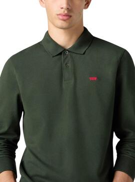 Polo Levis Housemark slim manga larga verde para hombre