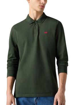 Polo Levis Housemark slim manga larga verde para hombre