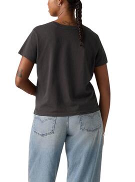 Camiseta Levis Graphic Boxy negro rosas para mujer
