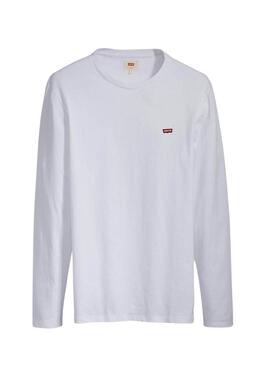 Camiseta Levis Original Housemark blanco manga larga para hombre