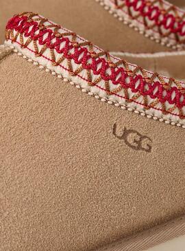 Zuecos UGG Tasman II Chestnut beige y granate para mujer