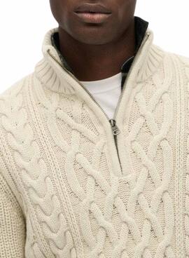 Jersey Superdry Jacob Cable beige para hombre