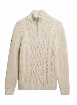 Jersey Superdry Jacob Cable beige para hombre