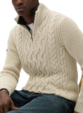 Jersey Superdry Jacob Cable beige para hombre