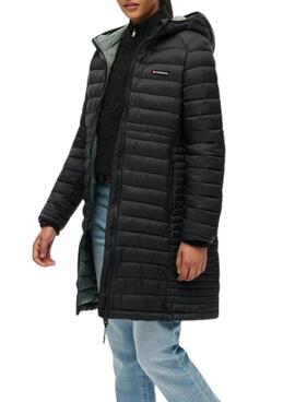Abrigo acolchado Superdry Hood Fuji Lite negro para mujer