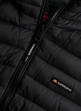 Abrigo acolchado Superdry Hood Fuji Lite negro para mujer