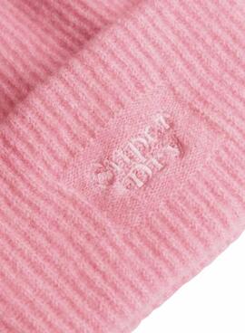 Gorro de punto Supedry Soft Rib Knit rosa para mujer