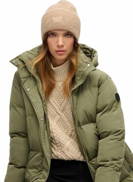 Gorro de punto Supedry Soft Rib Knit camel para mujer