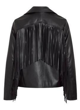 Chaqueta Vila Viprana flecos negro para mujer
