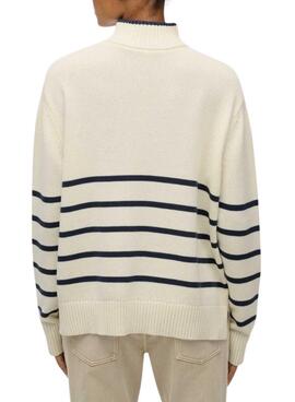 Jersey Superdry cuello con cremallera beige para mujer