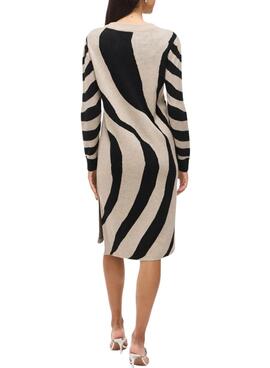 Vestido Vila Vitif punto jacquard camel para mujer