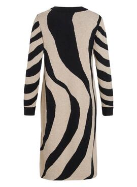 Vestido Vila Vitif punto jacquard camel para mujer