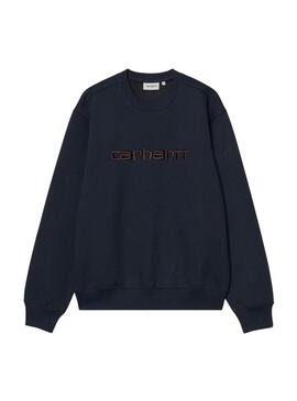 Sudadera Carhartt marca bordada azul marino para hombre