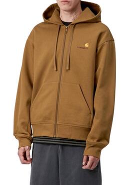 Sudadera Carhartt American Script cremallera camel para hombre