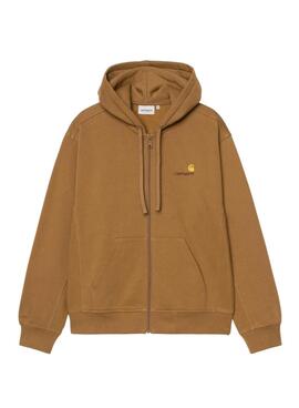 Sudadera Carhartt American Script cremallera camel para hombre