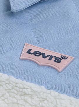Cazadora Levis Sherpa blanco y azul para niña