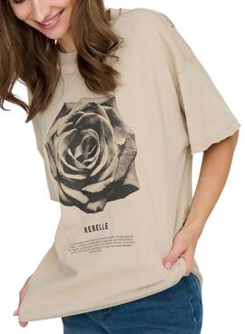 Camiseta Only Kinna beige para mujer
