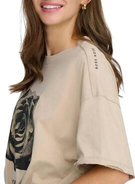 Camiseta Only Kinna beige para mujer